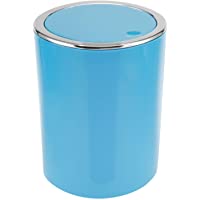 bremermann Papelera Savona con Tapa basculante- Cubo de Basura para baño- plástico- 5-5 litros (Azul- Redondo)